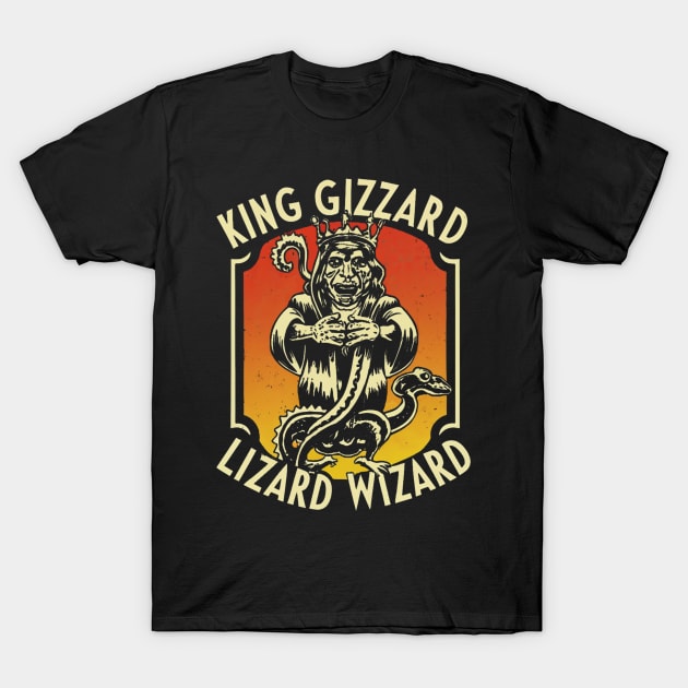 King Gizzard & the Lizard Wizard are an Australian rock band formed in 2010 in Melbourne, Victoria. The band's current lineup consists of Stu Mackenzie, Ambrose Kenny-Smith, Cook Craig, Joey Walker, Lucas Harwood, and Michael Cavanagh. T-Shirt by Aldrvnd